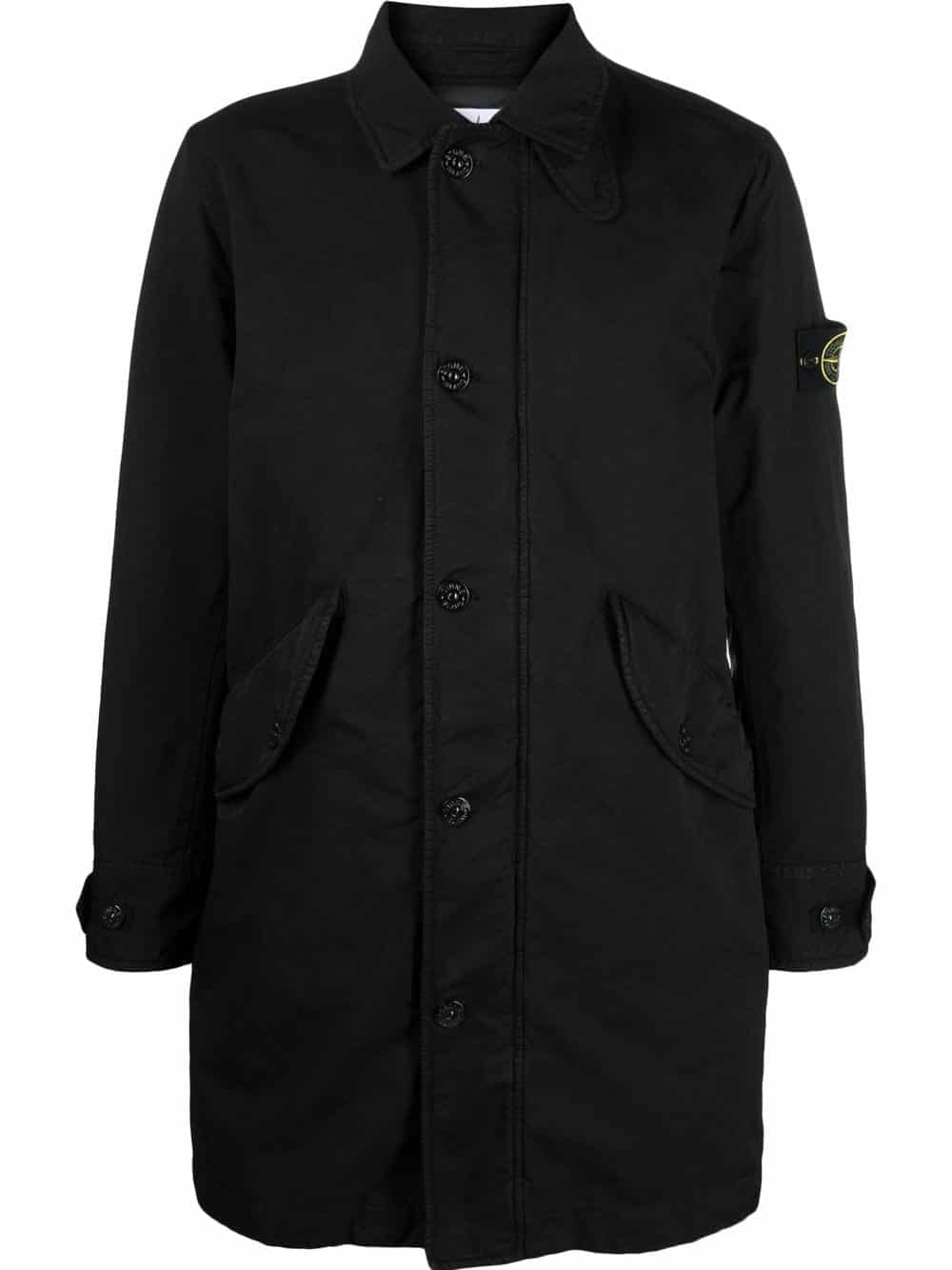 Stone Island Jas met enkele rij knopen - Zwart