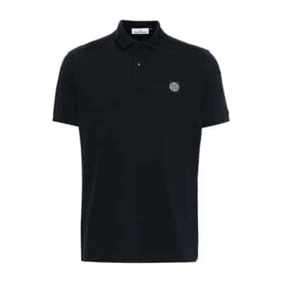 Stretch Cotton Piqué Polo Stone Island , Blue , Heren