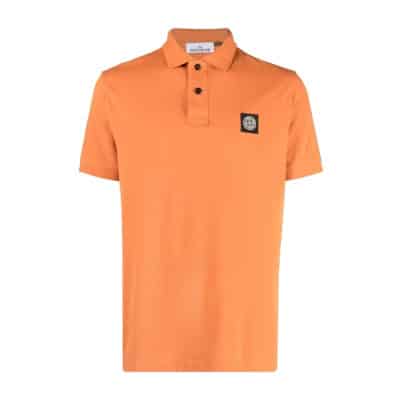 Stretch Pique Polo in Sienna Brown-M Stone Island , Orange , Heren