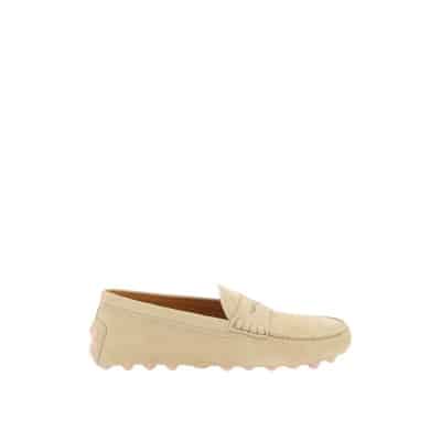 Suede Bubble Loafers met reliëf monogramdetail Tod's , Beige , Dames