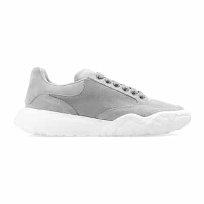 Suede Logo Sneakers Alexander McQueen , Gray , Dames