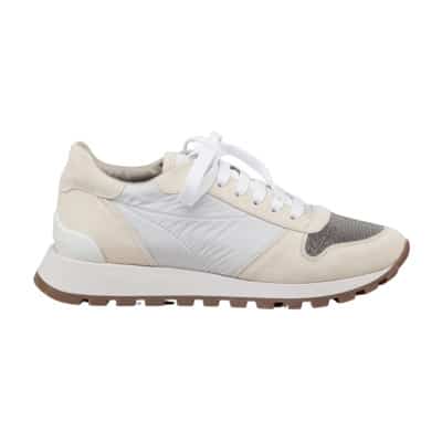 Suede en Monile Runners Brunello Cucinelli , White , Dames