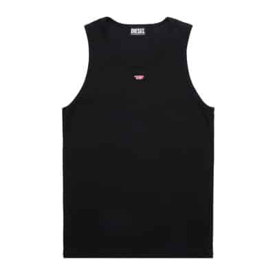 Tanktop met mini D-logopatch Diesel , Black , Heren