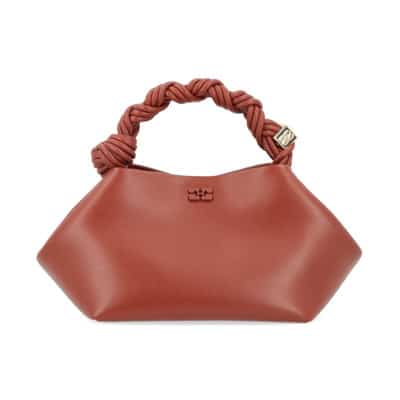 Terracotta Bou Bag Small Leren Handtas Ganni , Brown , Dames