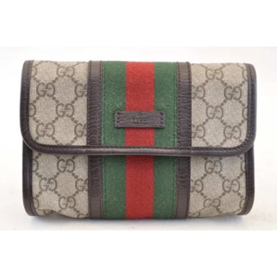 Tweedehands Ophidia Bruine Canvas Gucci Tas Gucci Vintage , Brown , Dames