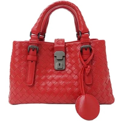 Tweedehands Rode Leren Bottega Veneta Intrecciato Tas Bottega Veneta Vintage , Red , Dames