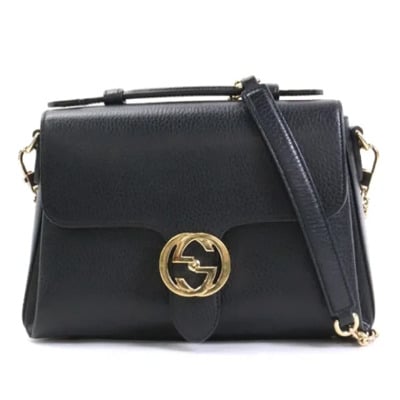 Tweedehands Zwarte Leren Gucci Tas Gucci Vintage , Black , Dames