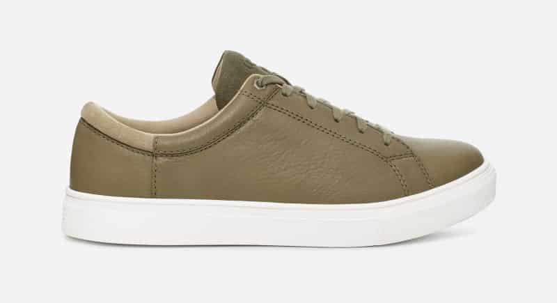 UGG® Baysider Low Weather Sneaker voor Heren in Moss Green Leather, Maat 40, Leder