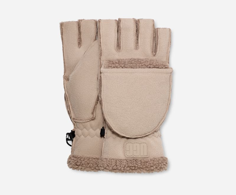 UGG® Omklapwant van gebonden fleece in Brown, Maat L/XL, Polyester/Katoen/Fleece