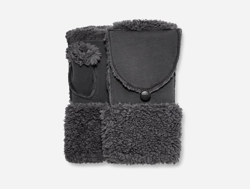 UGG® Omklapwant van gebonden fleece in Ink, Maat S/M, Polyester/Katoen/Fleece