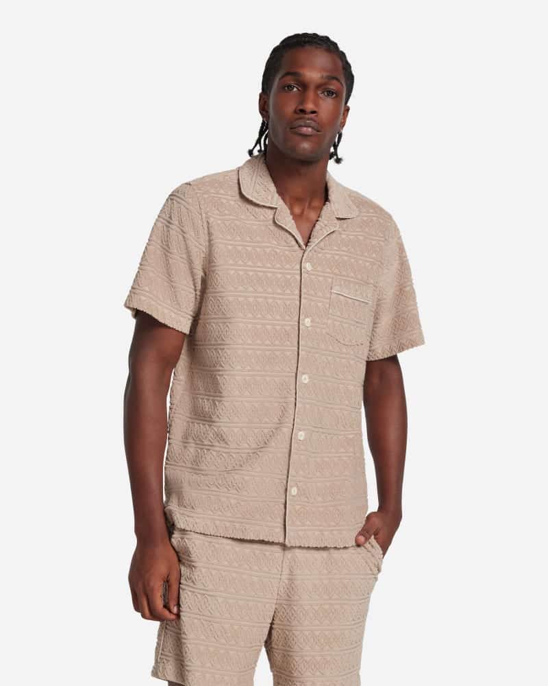 UGG® Tasman Terry Braid-shirt voor heren in Brown, Maat S, Katoen