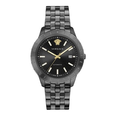 Univers Zwart Roestvrij Stalen Horloge Versace , Black , Heren