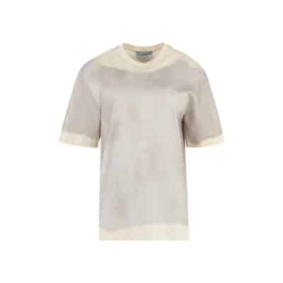 Upgrade je casual garderobe met een distressed T-shirt Prada , Gray , Dames