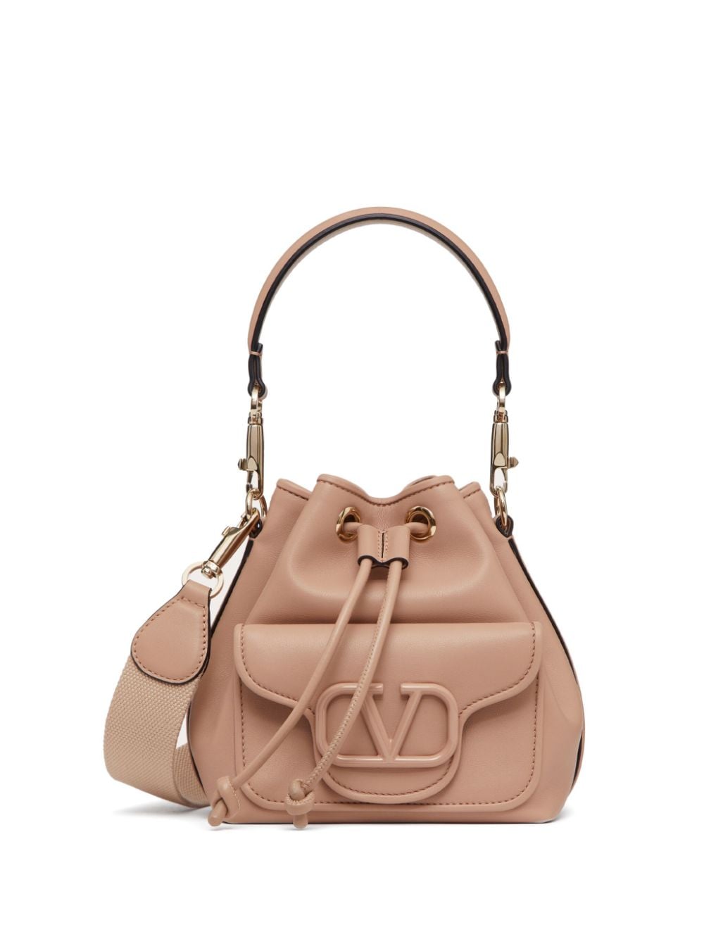 Valentino Garavani Locò leren bucket-tas - Beige