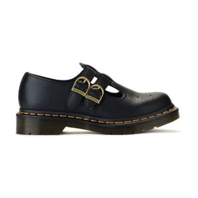 Vegan Leren Loafers met Gele Stiksels Dr. Martens , Black , Dames