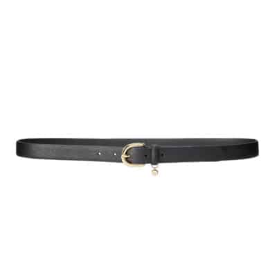 Verfijnde leren riem met exclusieve hanger Ralph Lauren , Black , Dames