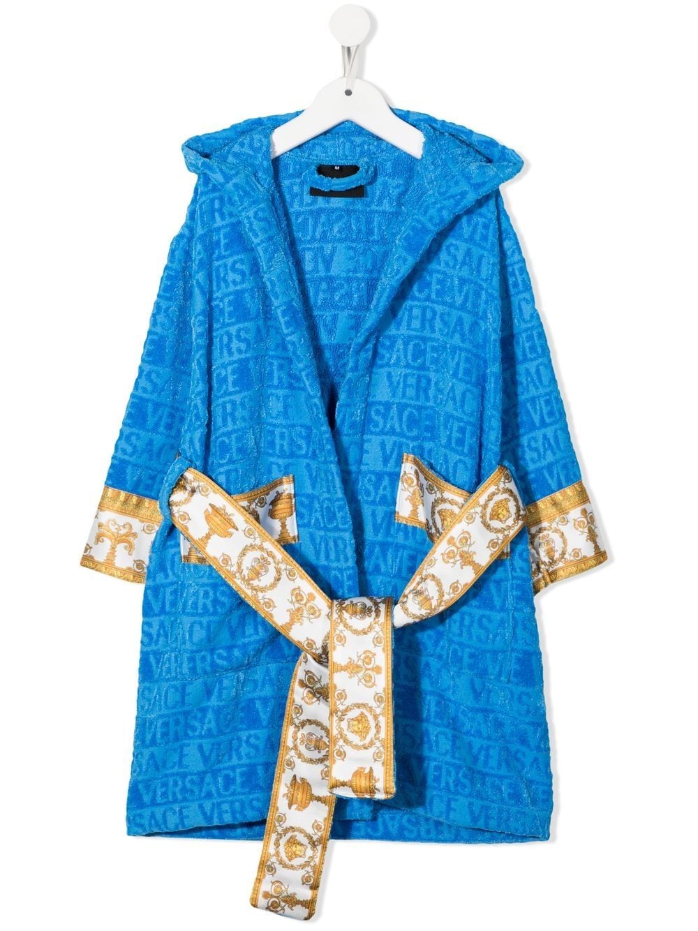 Versace Kids Badjas met tekst en capuchon - Blauw