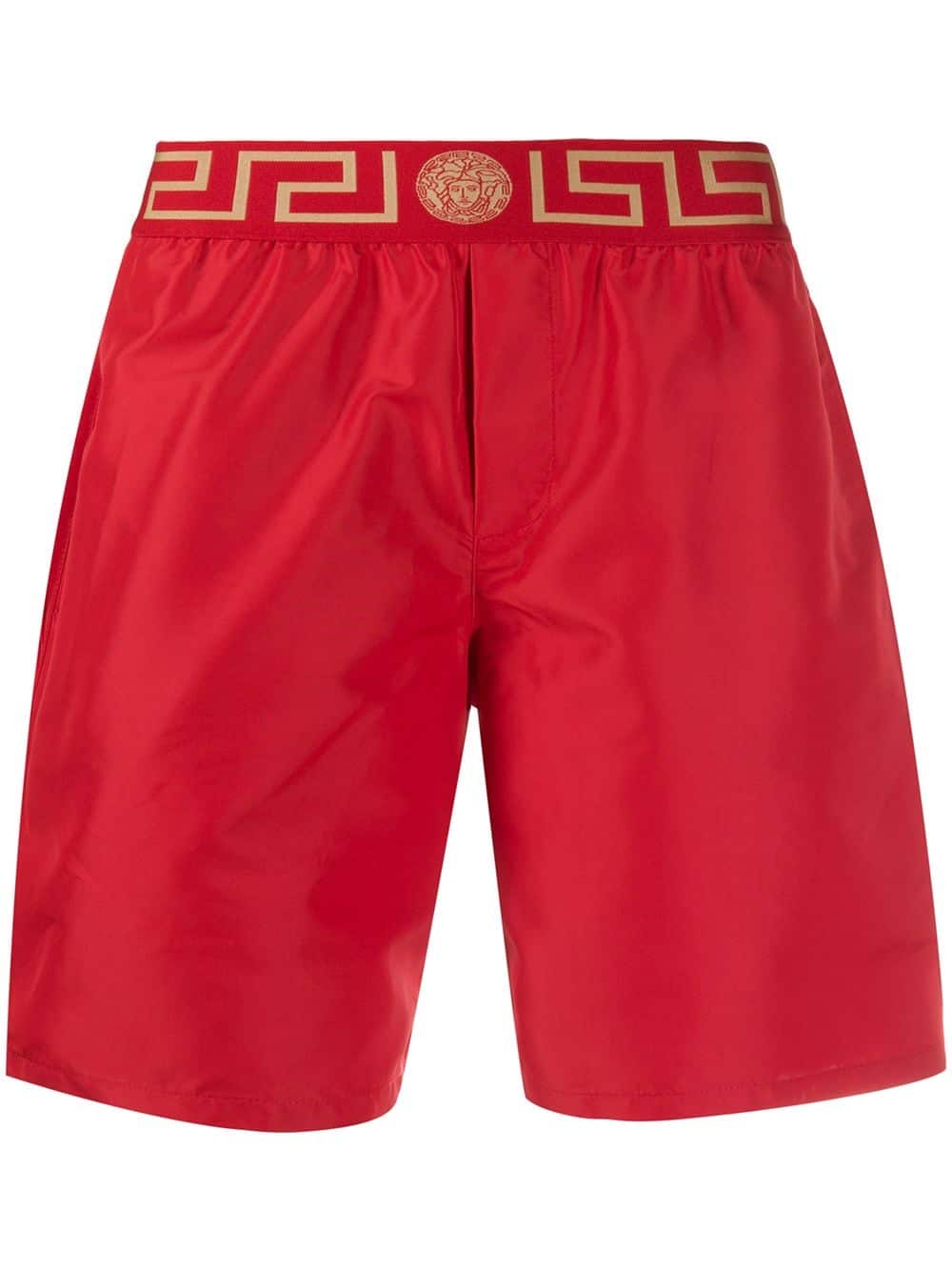 Versace Zwembroek met Greca tailleband - Rood