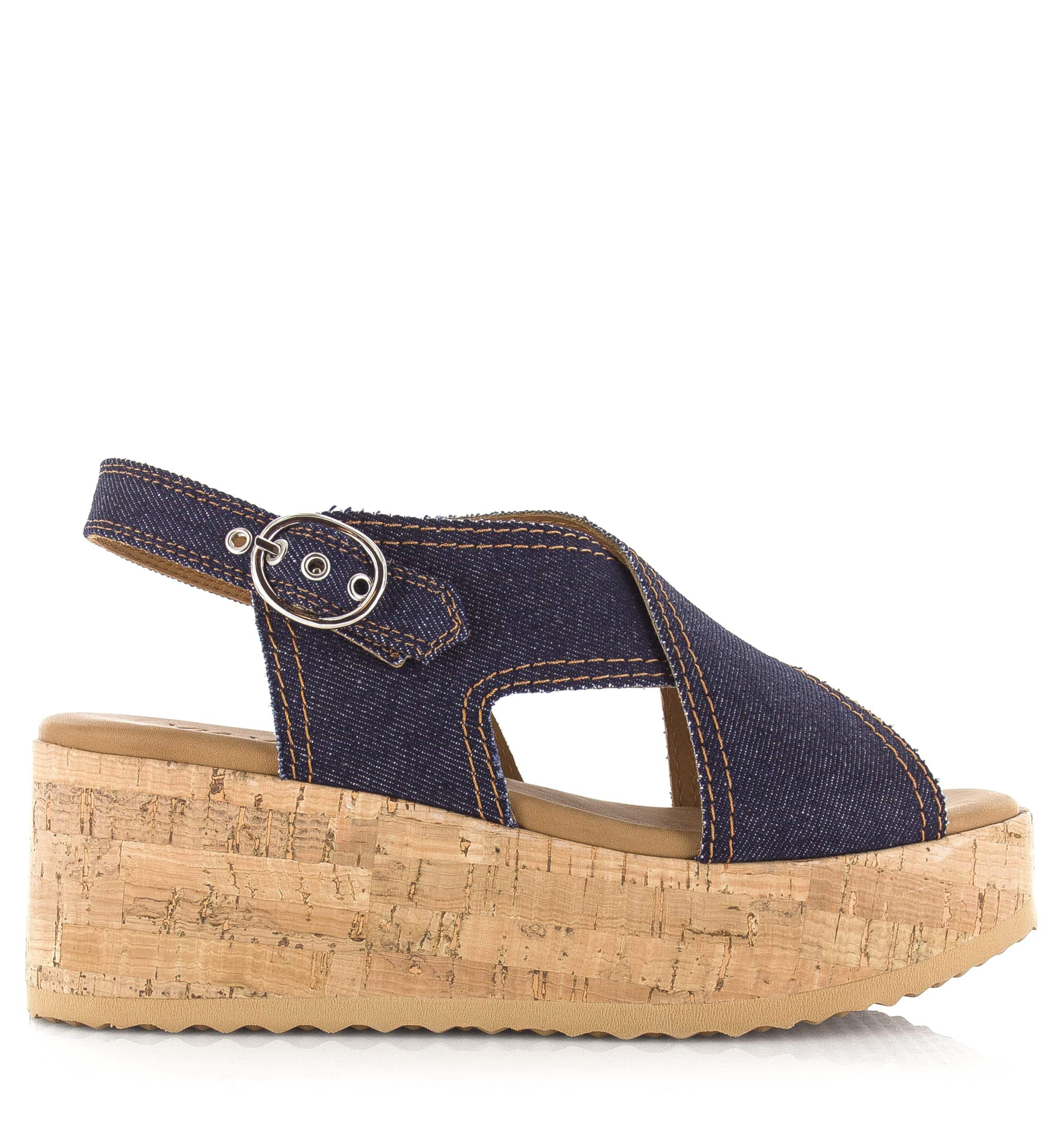 Via Vai Sissel capri | denim sandalen sleehak sandalen met hak dames