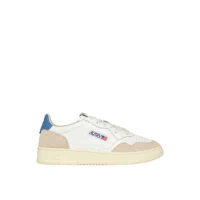 Vintage Lage Sneakers in Wit en Blauw Suède en Leer Autry , White , Dames