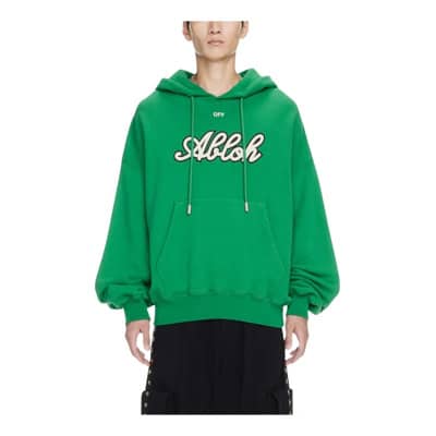 Voetbal Hoodie Off White , Green , Heren