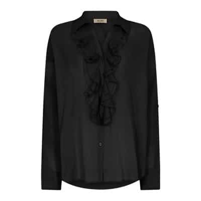 Voile blouse met ruches MOS Mosh , Black , Dames