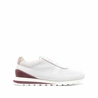 Wit Leren Panel Sneakers Brunello Cucinelli , White , Heren