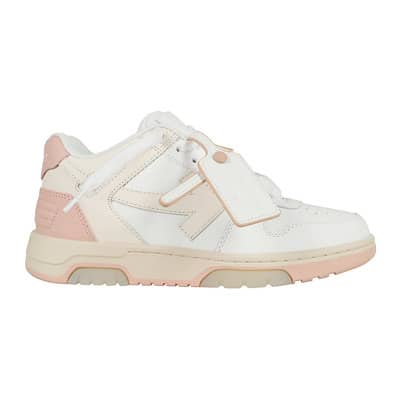 Wit Roze Kalfsleer Sneakers Off White , White , Dames