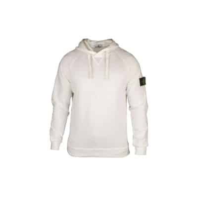 Witte Katoenen Hoodie met Handtekening Patch Stone Island , White , Heren