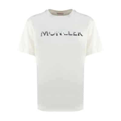 Witte Katoenen T-shirts en Polos Moncler , White , Dames