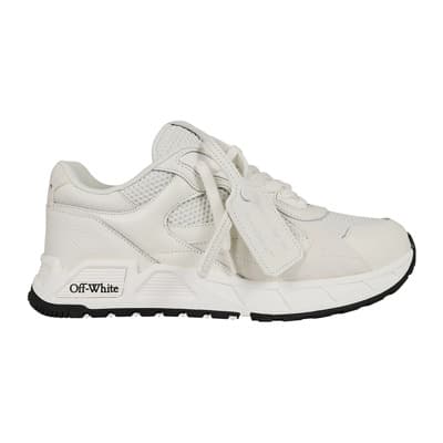 Witte Leren Kick Off Sneakers Off White , White , Heren