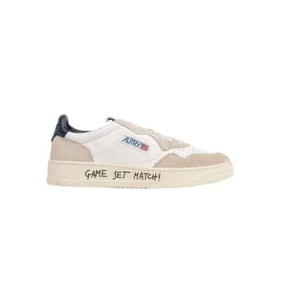 Witte Leren Sneakers met Blauwe Details Autry , White , Heren