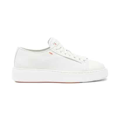 Witte Leren Sneakers met Brede Zool Santoni , White , Dames