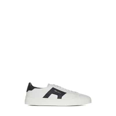 Witte Leren Sneakers met Dubbele Gesp Detail Santoni , White , Heren