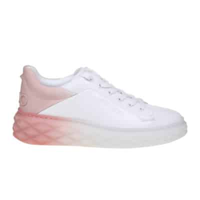 Witte Leren Sneakers met Roze Accenten Jimmy Choo , White , Dames