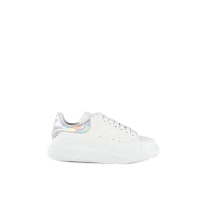 Witte Leren Sneakers met Suède Detail Alexander McQueen , White , Heren