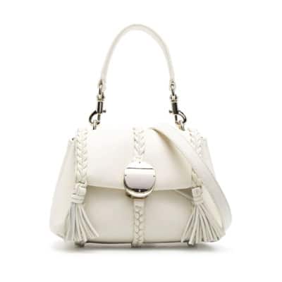 Witte Leren Tas met Metalen Sluiting Chloé , White , Dames