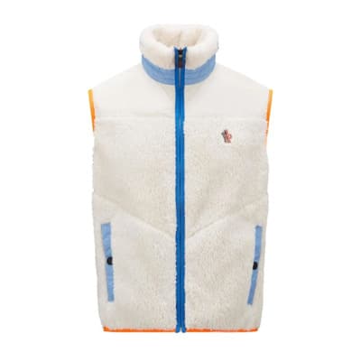 Witte Logo-Patch Fleece Vest Moncler , White , Heren