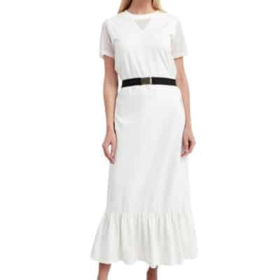 Witte Mesh Inzet Midi Jurk Liu Jo , White , Dames