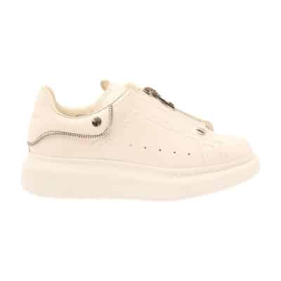 Witte Sneakers met Grote Zool Rits Alexander McQueen , White , Dames