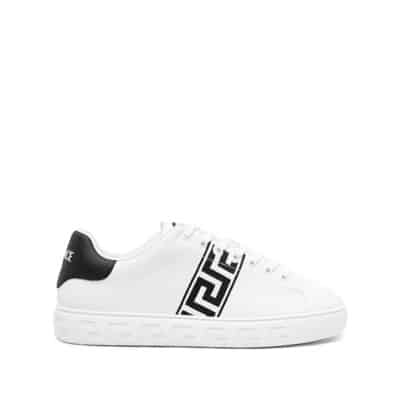 Witte Sneakers met Handtekening Greca Borduursel Versace , White , Heren