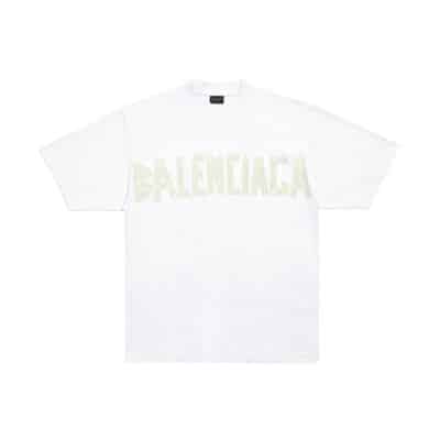 Witte T-shirt met Logo Tape Details Balenciaga , White , Heren