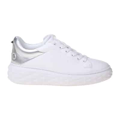 Witte en Zilveren Leren Maxi Sneakers Jimmy Choo , White , Dames