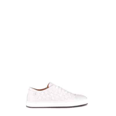 Witte leren instap sneakers Santoni , White , Heren