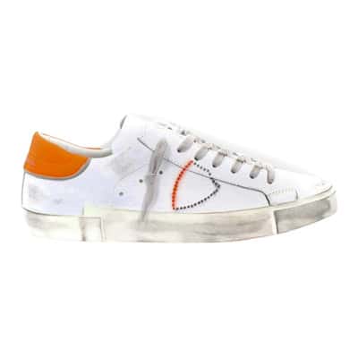 Witte platte schoenen met vintage details Philippe Model , White , Heren