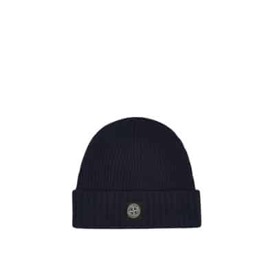 Wollen Beanie Muts in Effen Kleur Stone Island , Blue , Unisex