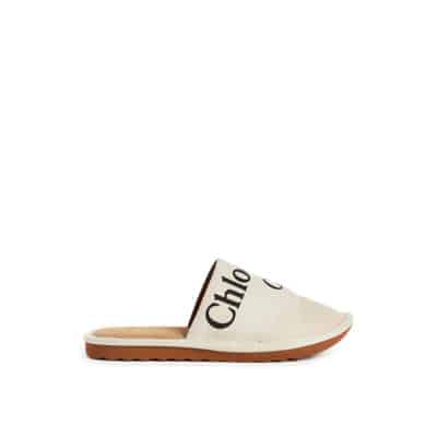 Woody Logo Slippers Sandalen Chloé , White , Dames