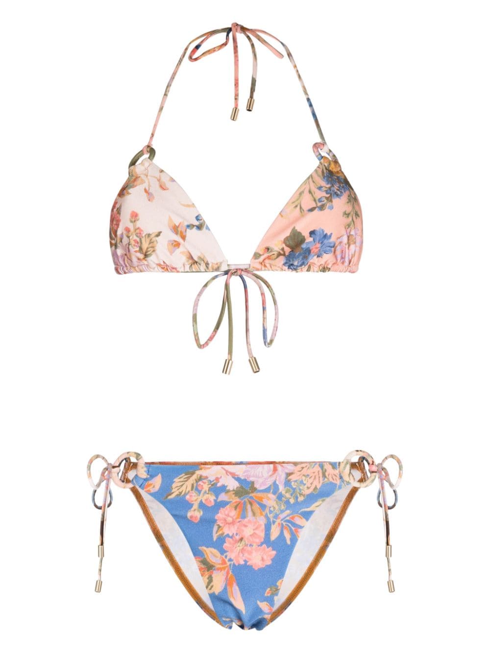 ZIMMERMANN Bikini met bloemenprint - Blauw