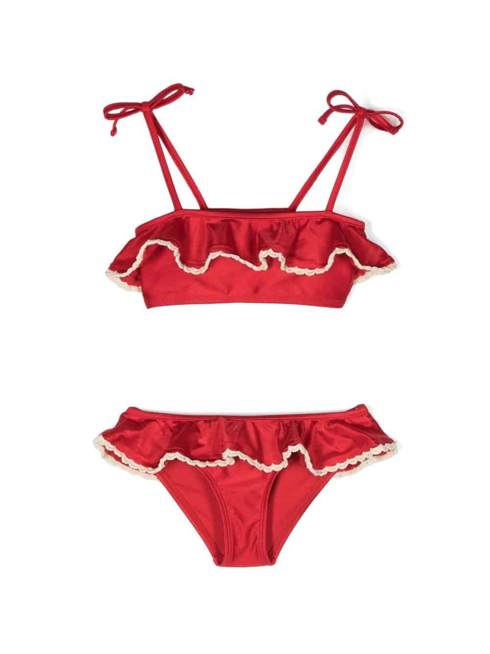 ZIMMERMANN Kids Bikini met gehaakte afwerking - Rood