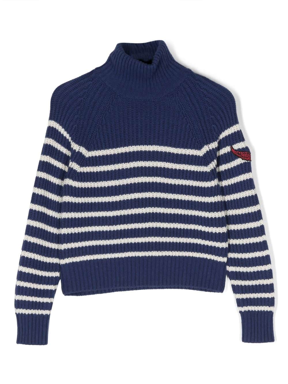 Zadig & Voltaire Kids Trui met logopatch - Blauw